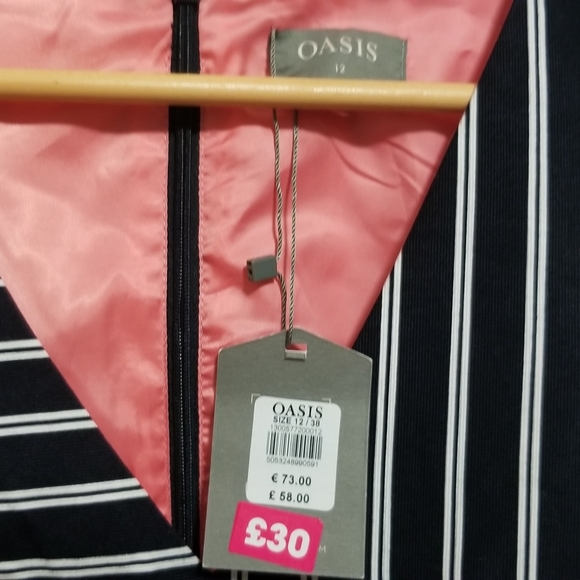 NWT 🇬🇧 Oasis UK Striped Navy Dress - Picture 6 of 7